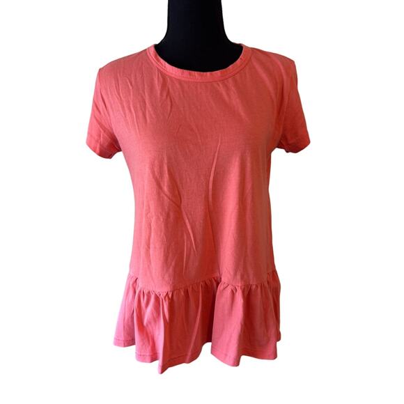 CASLON Peach Pink Short Sleeve Ruffle Top Size Small - Picture 1 of 8